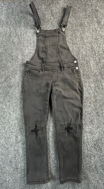 Abercrombie Kids Black Distressed Denim Overalls Girls Size 7/8 Adjustable